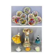 ASSORTED PORCELAIN COLLECTORS ITEMS including 11 Franklin Porcelain 'The Flowers of the Year'