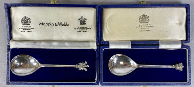 TWO CASED MAPPIN & WEBB COMMEMORATIVE SILVER SPOONS, 1977 Queen's Silver Jubilee, Royal Crest to