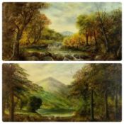 W S BERESFORD (British 1768 - 1854) oils on canvas - pair of Welsh river landscapes, 39 x 59cms