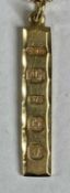 9CT GOLD INGOT PENDANT with 9ct gold fine link chain, 45cms (l), 5.5gms (gross) Provenance: deceased