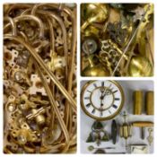 EIGHT VICTORIAN TUBULAR BRASS PEW END UMBRELLA HOLDERS with brackets, each 27.5cms (w) together with