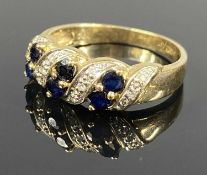 9CT GOLD SAPPHIRE & DIAMOND RING, size N, 2.5gms Provenance: private collection Conwy