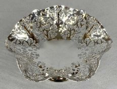 SILVER SWEET MEAT BASKET of hexagonal form, having pierced sides and on circular foot, Birmingham