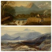 WALTER ARNEE FRANK (British 1808 - 1897) watercolour - Snowdon from Harlech, signed, 21 x 31cms