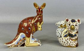 TWO ROYAL CROWN DERBY PAPERWEIGHTS 'THE AUSTRALIA COLLECTION', 'Kangaroo' and 'Koala and Baby'