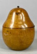 GEORGIAN FRUITWOOD TEA CADDY, modelled as a pear, with hinged cover, 16cms (h) Provenance: private