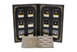 TWO GOLD EAGLE REPLICA GOLD COIN COLLECTIONS, one set containing 12 x 14ct 0.5g replica coins, the