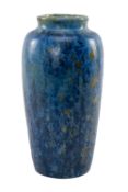 PIERREFONDS CRYSTALLINE FRENCH STUDIO POTTERY VASE, mottled blue and brown / gold crystalline glaze,
