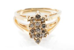 14CT REVERSIBLE PRESUMED TANZANITE & DIAMOND RING, the oval tanzanite with diamond shoulders, hinged