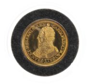 REPLICA 22CT GOLD CHARLES I FIVE UNITES, a.k.a. Juxon Medal, obv; bust Charles I, rev; crowned