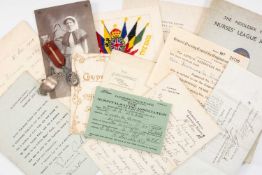 PARCEL OF EPHEMERA RELATING TO SISTER FLORENCE A. WADDS, comprising silver identity bracelet,
