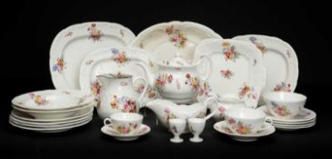 COALPORT BONE CHINA PART DINNER, TEA & COFFEE SERVICE, decorated with wild flowers, with moulded