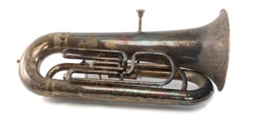 EARLY 20TH CENTURY BESSON & CO. 'SYSTEME PROTOTYPE' TUBA, silver plated, bell with floral engraved