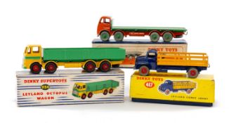 THREE DINKY DIECAST TRUCKS, comprising 502 Foden Flat Truck, 417 Leyland Comet Lorry, and 934