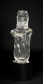 LOREDANO ROSIN FOR MURANO: CLEAR GLASS FIGURE OF A GIRL, on black glass plinth, engraved