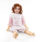 SCHOENAU & HOFFMEISTER BISQUE SOCKET HEAD DOLL, painted ball jointed composition body, weighted
