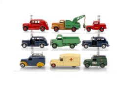 ASSORTED DINKY DIECAST COMMERCIAL VEHICLES, coprising 2x 40H Austin Taxi, 255 Landrover 'Mersey