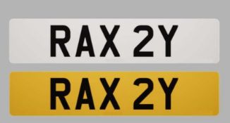 PRIVATE NUMBER PLATE RAX 2Y - held on retention certificate V778W Provenance: private collection