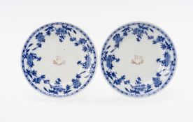 TWO SIMILAR WHITE STAR LINE SECOND-CLASS 'DELFT BLUE' DINNER PLATES, by Mintons, impressed and