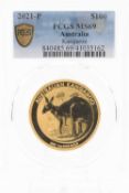 ELIZABETH II 2021 1OZ 24K GOLD AUSTRALIA KANGAROO $100 COIN, Professional Coin Grading Service (