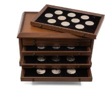 JOHN PINCHES, GENIUS OF LEONARDO DA VINCI, cased set of 50 sterling silver proof quality medals,