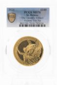 ELIZABETH II 2021 1OZ 24K GOLD ST. HELENA THE QUEEN'S VIRTUES VICTORY £100 COIN, Professional Coin