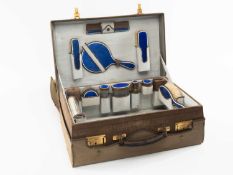 VINTAGE FINIGANS OF LONDON, MANCHESTER & LIVERPOOL VANITY CASE, leather crocodile skin effect