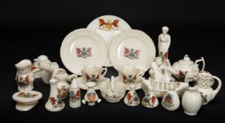 ASSORTED CRESTED CHINA COLLECTABLES, including tank, lifeboat, Vickers gunner, canon, nurse, Army