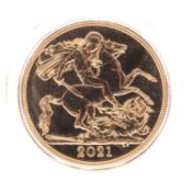 ELIZABETH II GOLD DOUBLE SOVEREIGN, 2021, 16.0gms, encapsulated Provenance: deceased estate