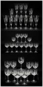 THARAUD, JUSTIN: EMERALD PATTERN CUT CRYSTAL GLASS SUITE including 12 x large goblets, 18cms (h) x