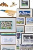 LARGE COLLECTION OF CRICKETING & RUGBY SPORTING EMPHEMERA including signed souvenir bats