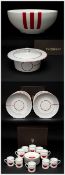 PUIFORCAT 'INITIALES' ART DECO INSPIRED HANDMADE LIMOGES PORCELAIN PART DINNER & COFFEE SERVICE
