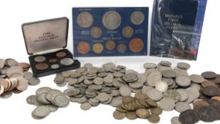 COLLECTION OF UK COINS MAINLY PRE-DECIMAL, including shillings, florins, sixpence, threepence, one