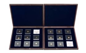TWO SETS: PORTRAITS OF A PRINCESS GOLD COIN COLLECTION, each containing 8 x 0.5g 14ct miniature gold
