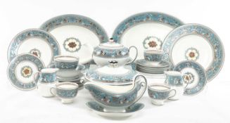 WEDGWOOD 'BLUE FLORENTINE' BONE CHINA PART DINNER & TEA SERVICE , pattern number W2714, including,
