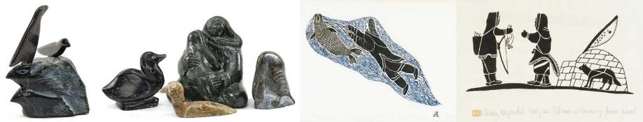 CANADIAN FIRST NATIONS ART: SOLOMON KARPIK (b. 1947) limited edition (14/50) stone cut - Towed By