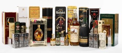 COLLECTION OF WHISKY, BRANDY & PORT including, 1 x Courvoisier VSOP Cognac 100cl, 1 x Hennessy VS