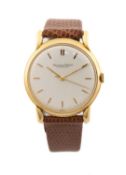18CT GOLD IWC GENTS WRISTWATCH, c. 1950s, champagne dial with applied gold baton hours and dot