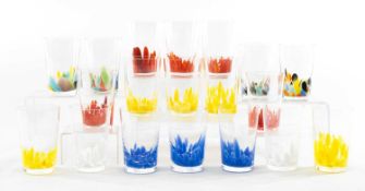 COLLECTION OF CONTEMPORARY GLASSWARE comprising 19 x hand blown beakers, 3 x blue, 2 x white, 5 x