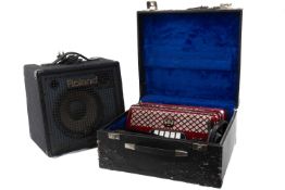 MANTOVANELLI 72 BASS PIANO ACCORDION, c..1990's, with hard-case, together with 45W Rowland KC-60 3-