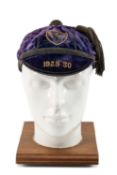RARE OTHER NATIONALITIES CAP FOR ROBERT 'ROY' MUIR KINNEAR (1904-1942) in purple velvet, with gold
