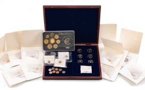 GOLD & GOLD PLATE COIN COLLECTIONS including, boxed set of 6 x miniature Great British replica