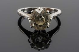 PLATINUM DIAMOND SOLITAIRE RING, the single claw set stone measuring 2.0cts approx., ring size G 1/