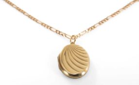 9CT GOLD OVAL LOCKET on 9ct gold fine multi-link chain, 8.1gms Provenance: private collection