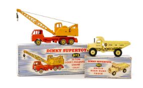 TWO DINKY DIECAST TRUCKS, comprising 972 20-Ton Lorry Mounted Crane, and 965 EUCLID Rear Dump
