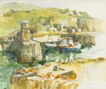 ‡ AUDREY HIND (English lives Wales b.1936) watercolour - Amlwch Port, signed with pencil, 36 x 46cms