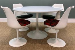 MID-CENTURY MAURICE BURKE FOR ARKANA 'STAR' DINING TABLE AND CHAIRS, round dining table set on