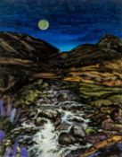 ‡ DAVID WILDE (English 1913-1978) mixed media - entitled verso 'Hunter's Moon', signed, 40 x 30cms