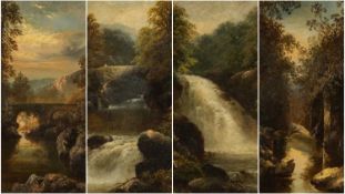 FOUR WELSH LANDSCAPE PAINTINGS, oils on canvas, comprising pair J B (JAMES BURRELL) SMITH - entitled