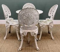 MODERN CAST ALUMINIUM GARDEN TABLE SUITE, in the Victorian style, comprising circular table and 4